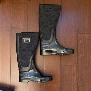Marc By Marc Jacobs Black Quilted Logo Tall Rain Boots
